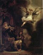 REMBRANDT Harmenszoon van Rijn The Archangel Raphael Taking Leave of the Tobit Family Spain oil painting artist